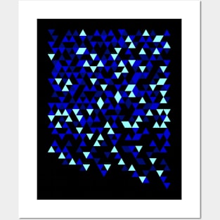 Blue Low Poly Pattern Posters and Art